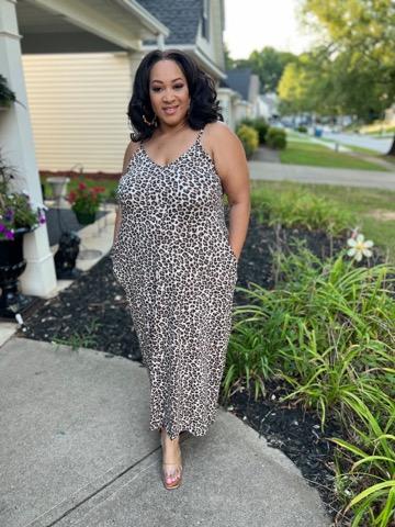 Leopard V Neck Cami Maxi Dress