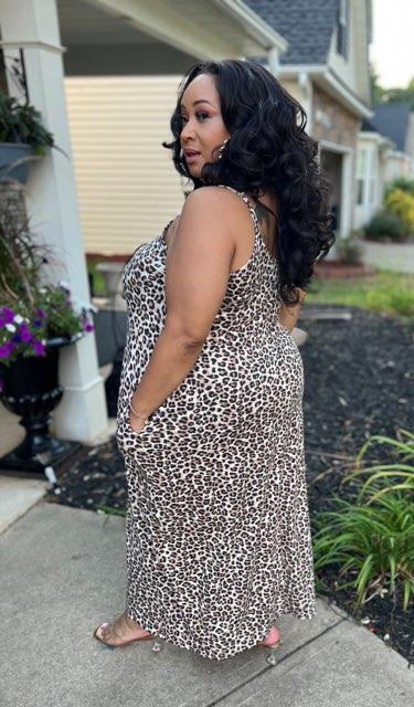 Leopard V Neck Cami Maxi Dress