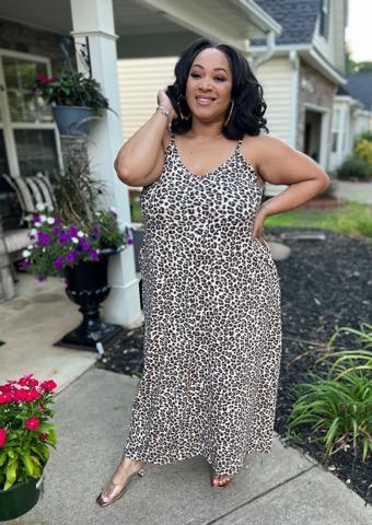 Leopard V Neck Cami Maxi Dress